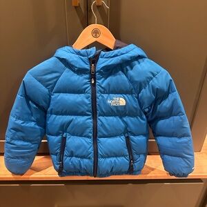 The North Face Kids Blue Hooded Puffer Jacket